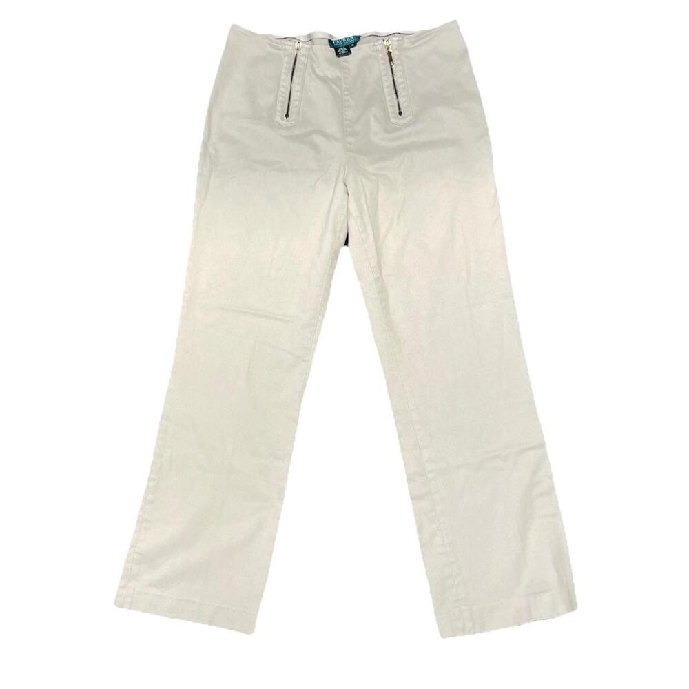 Ralph Lauren Trousers Women’s Size 12 Tan Cotton Spandex Capri Pants Casual